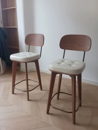 เก้าอี้บาร์ MY DOLLS HOUSE COCO 65 ซม. สีไม้เข้ม เบาะสีขาว_2